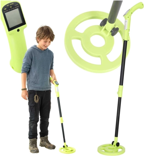 Rilevatore di metalli per bambini con display LED, piastra impermeabile e accessori