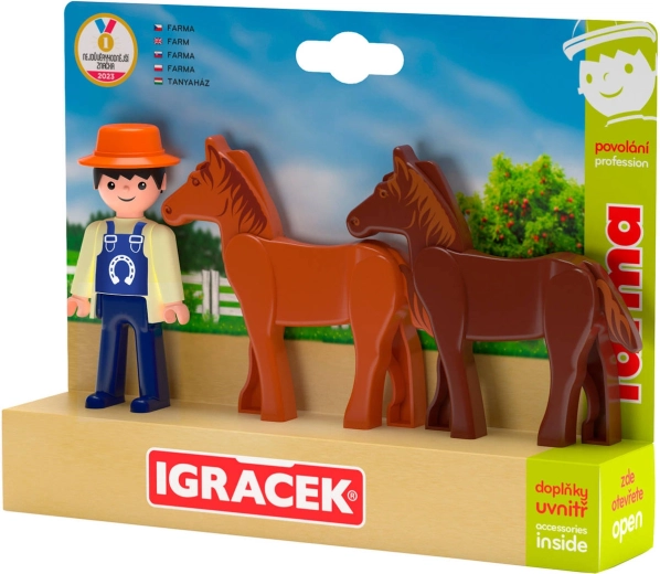 Efko Igráček Trio Fattoria – contadino con cavalli e accessori