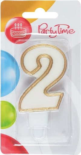 Candela di compleanno numero 2 color oro