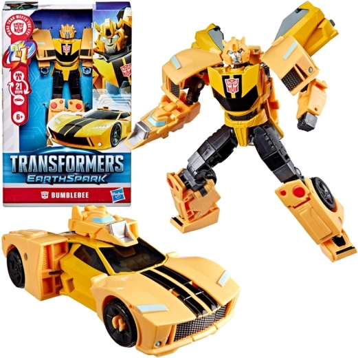 Hasbro Transformers EarthSpark figura deluxe Bumblebee 2 in 1 (robot e auto sportiva)