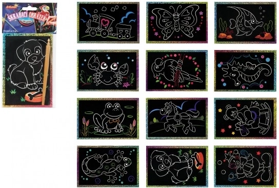 Immagini da grattare glitterate, colorate, 15 × 10 cm