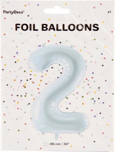 Palloncino in mylar numero 2 blu 86 cm