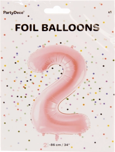 Palloncino in foil numero 2 rosa 86 cm