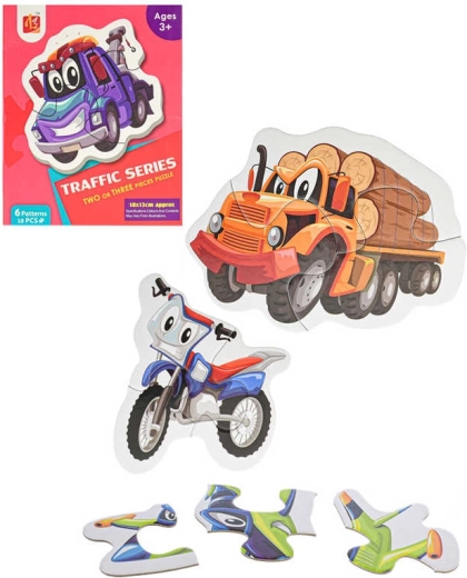 Puzzle 6 in 1 mezzi di trasporto – pezzi grandi 18 pezzi