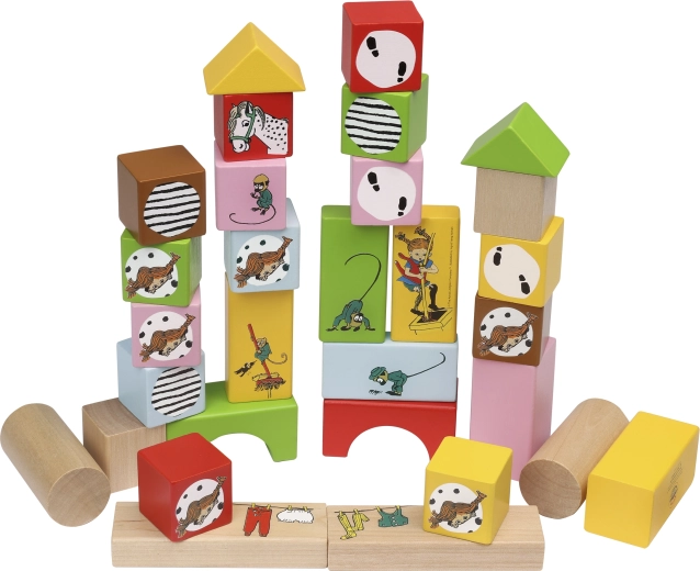 Blocchi di legno Pippi Calzelunghe – set da 30 pezzi
