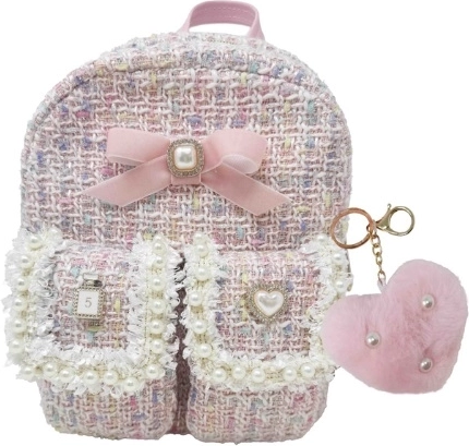 Hot Focus zainetto per bambini rosa pastello con pon-pon decorativo
