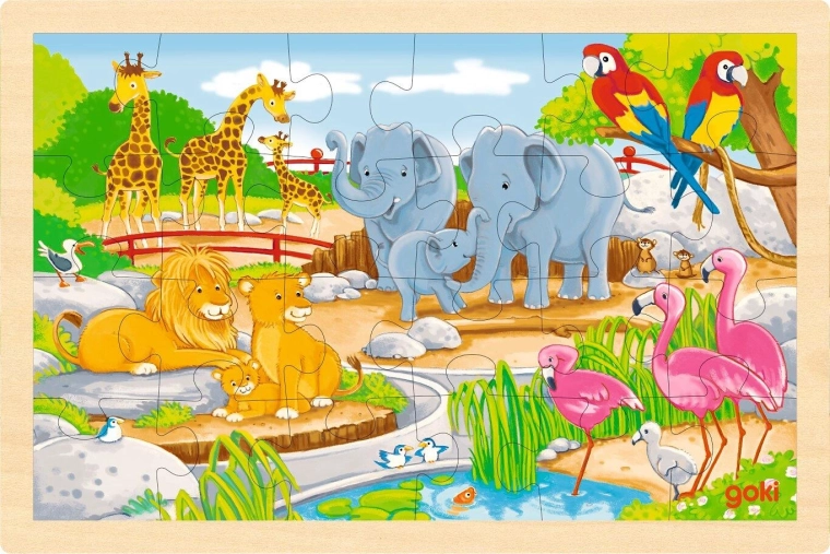 Puzzle in legno bifacciali goki fattoria e zoo