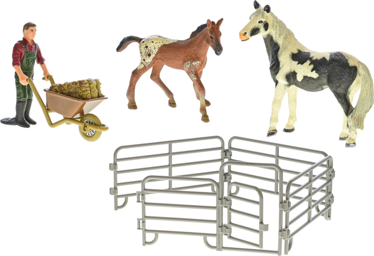 Cavallo e puledro per giocare nella stalla