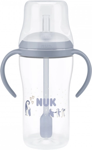 Biberon per neonati NUK Perfect Match con cannuccia in silicone PENGUIN 260 ml