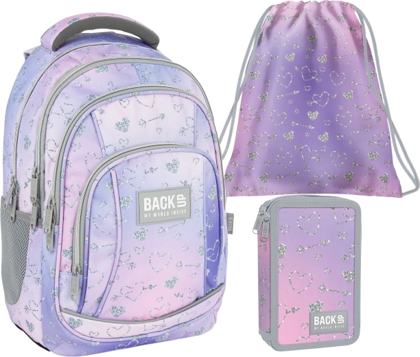 Set scolastico BackUP Twinkle 3 in 1: zaino, astuccio attrezzato e sacca