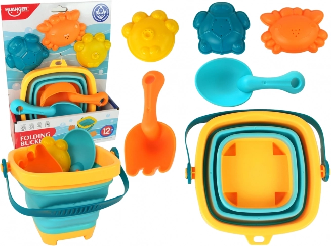 Set Giocattoli da Spiaggia Secchiello Pieghevole 5 Pezzi