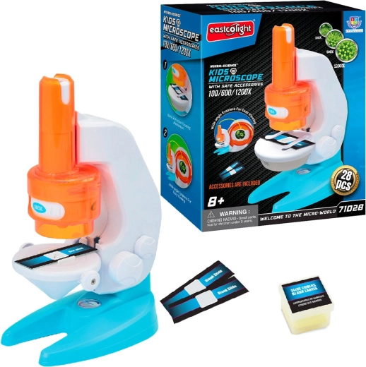 Microscopio per bambini con accessori e ingrandimenti 200/600/1200×
