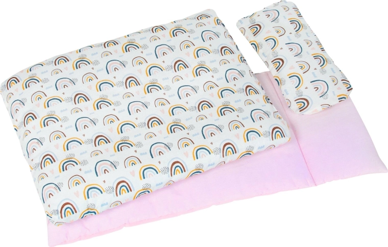Set di biancheria da letto per bambole con motivo arcobaleno - 1 pezzo