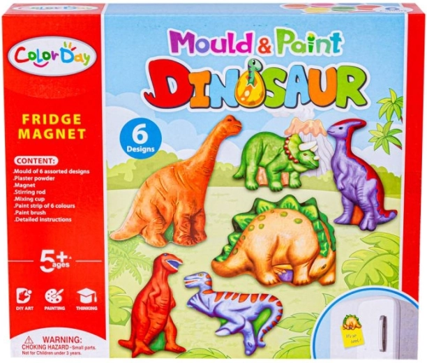 6 magneti dinosauro da colare e colorare
