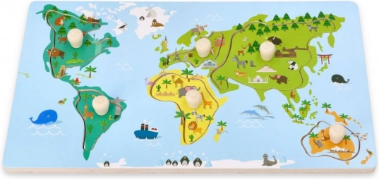 Mappa educativa del mondo in legno per bambini
