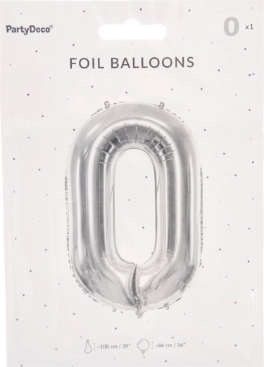 Palloncino in foil numero 0 argento 86 cm