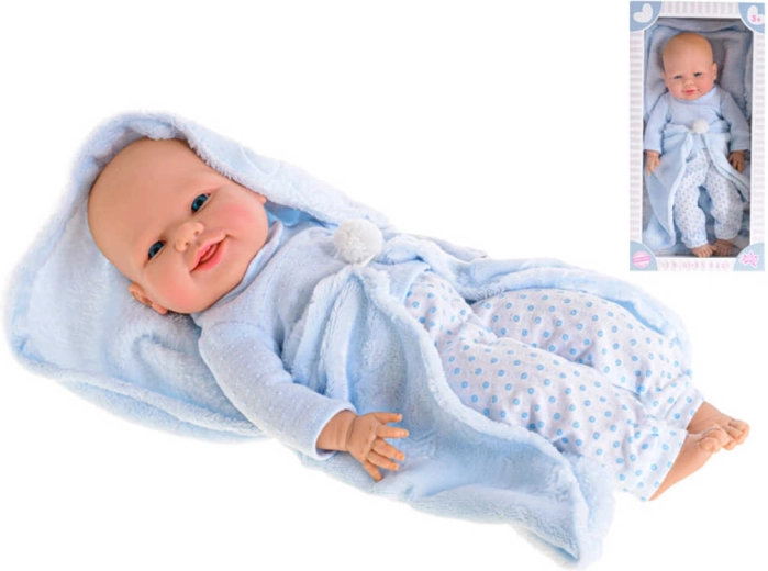 Bambolotto in vinile neonato maschietto con copertina 42 cm