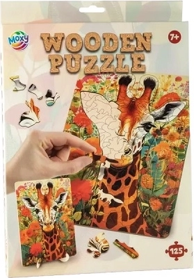 Puzzle in legno giraffa da 125 pezzi con supporto
