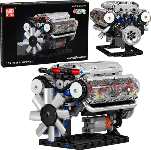 Kit di costruzione motore meccanico V8 con pistoni mobili (552 pezzi)