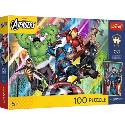 100 pezzi e dinamico motivo Marvel Avengers
