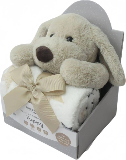 Free2Play peluche con coperta puppy brown/white