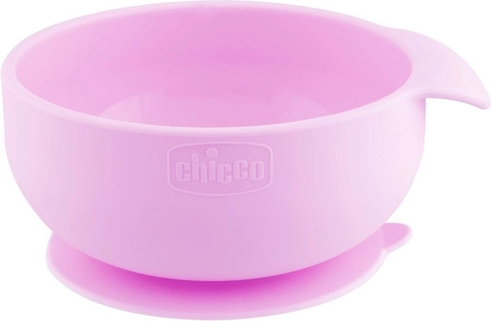 Ciotola in silicone Chicco con ventosa rosa 6m+