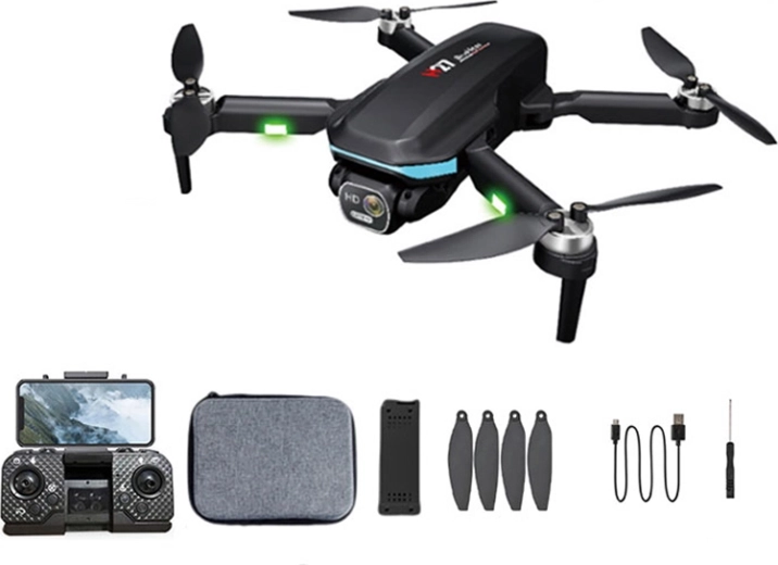Drone pieghevole con rilevamento ostacoli e videocamera wi‑fi 720p, controllo rc