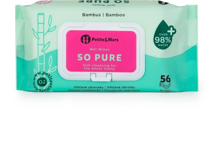 Petite&Mars salviette umidificate in bambù So pure biodegradabili 56 pz