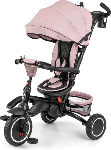 Triciclo Milly Mally Stanley 6v1 con ruote in gomma rosa