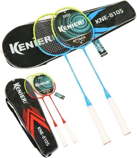 Set da badminton Kenier con custodia, 2 racchette e 5 volani