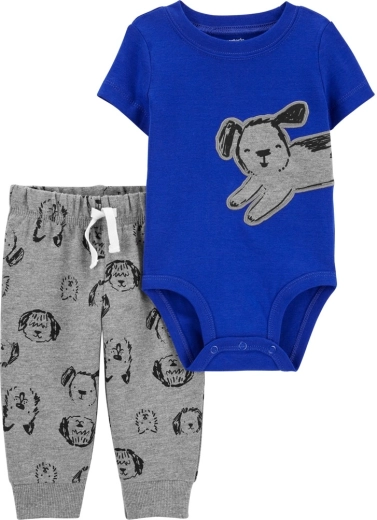 CARTER'S set da 2 pezzi: body a maniche corte e pantaloni tuta blue dog per bambini – 6m