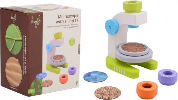 Microscopio in legno con tre lenti Jouéco®