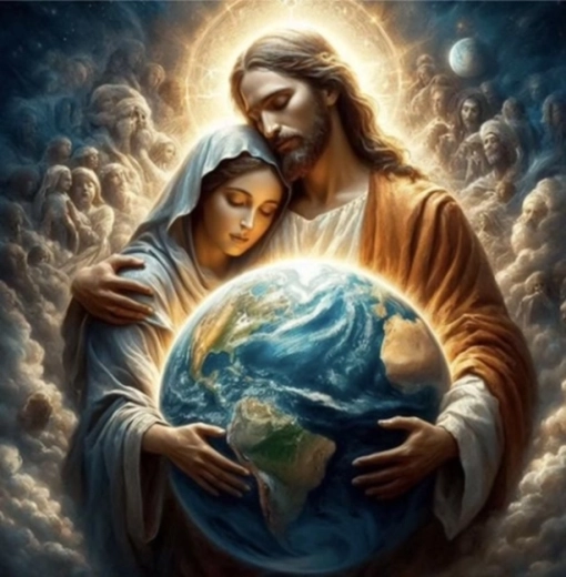 Norimpex pittura con numeri Protezione divina sopra il globo terrestre 40 × 50 cm