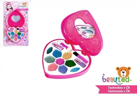 Set di trucchi per bambini Beauted con palette a cuore con specchietto