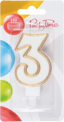 Candela di compleanno numero 3 dorata