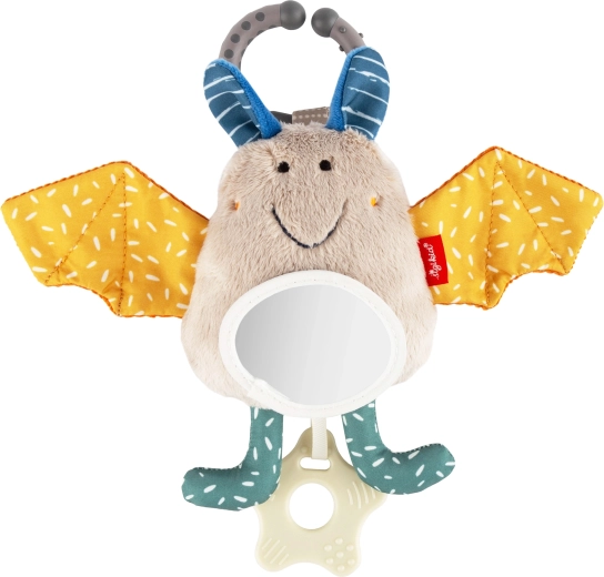 Sigikid giocattolo educativo da appendere a forma di pipistrello con sonaglio, massaggiagengive e specchietto
