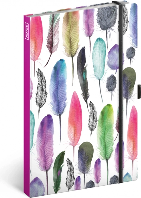 Taccuino a righe con motivo di piume 13 × 21 cm – Presco Group