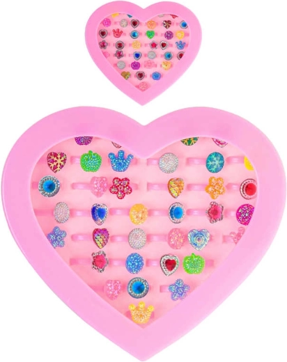 Anello per bambini a cuore con imitazione di pietrina - 1 pezzo