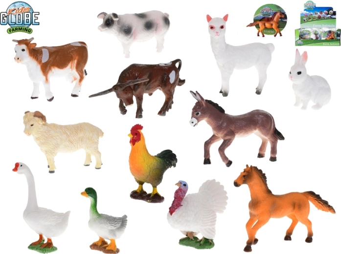 Kids Globe Farming set di animaletti da fattoria in plastica – 12 specie