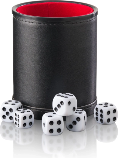Dadi da gioco – set con bicchiere e 6 dadi