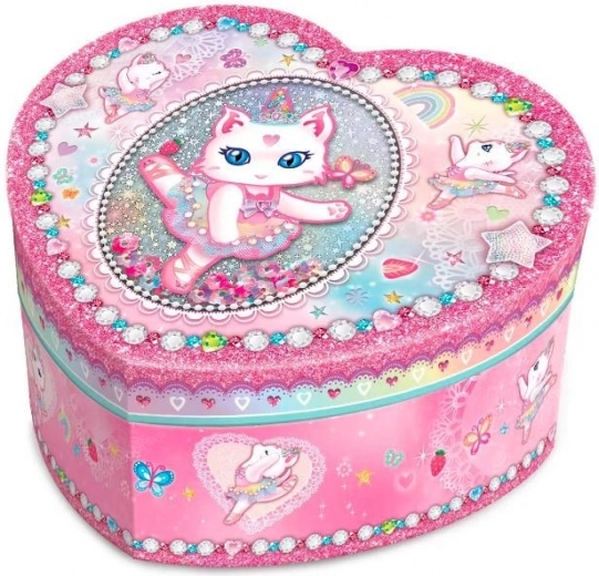Carillon a forma di cuore - Gatto ballerina