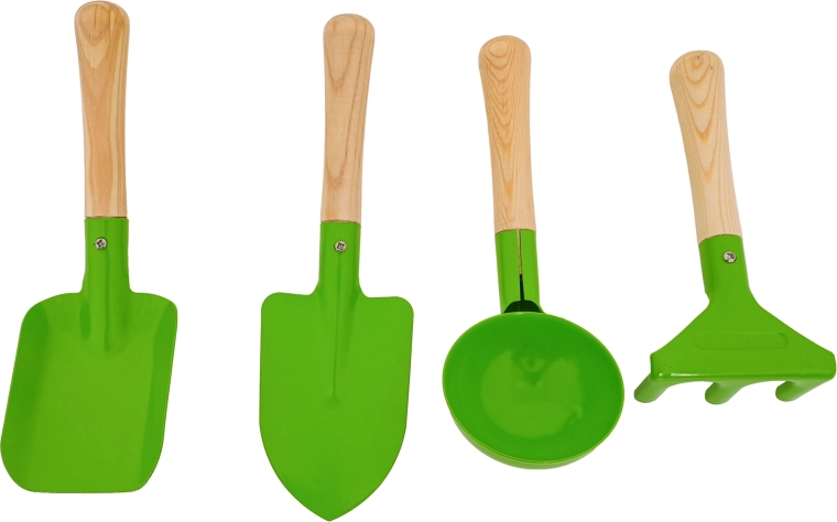 Utensili in metallo resistenti con manici in legno