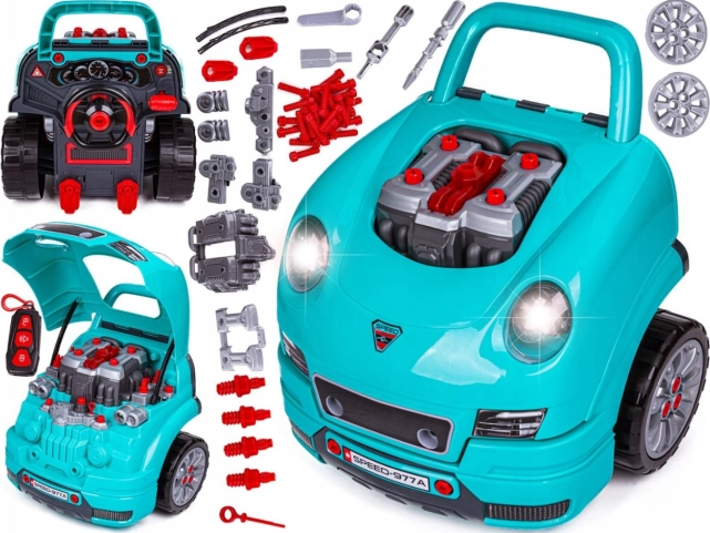 auto per bambini con motore da riparare 3+ con attrezzi, cockpit interattivo e telecomando, 61 pezzi