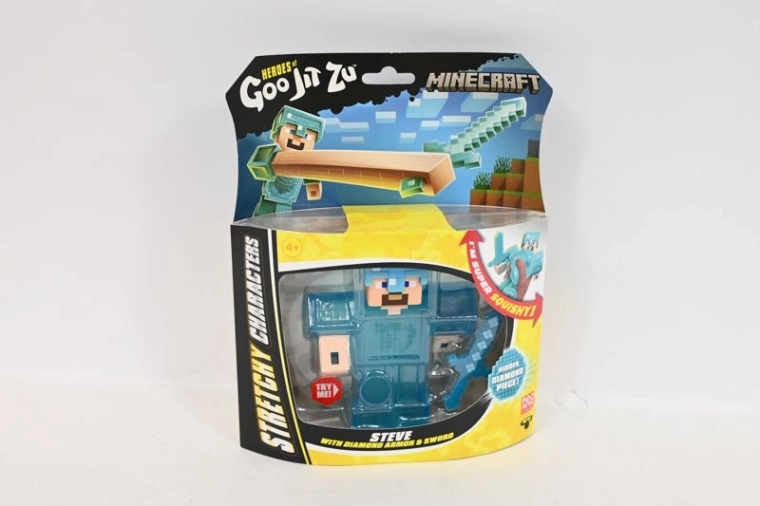 Heroes of Goo Jit Zu Minecraft Steve – action figure elasticizzata con armatura di diamante e spada