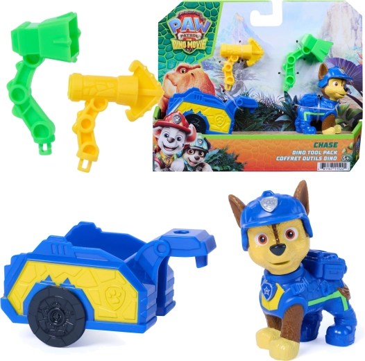 Spin Master Paw Patrol Dino Movie: mini-figura di Chase con rimorchio di salvataggio e accessori