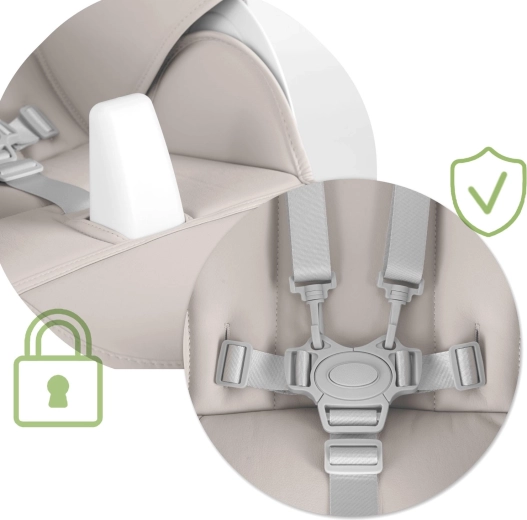Sicurezza al primo posto: cinture a 5 punti e struttura stabile