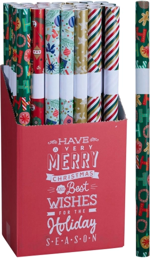 Carta da regalo natalizia 0,7 × 7 m, mix di decorazioni - 1 pezzo