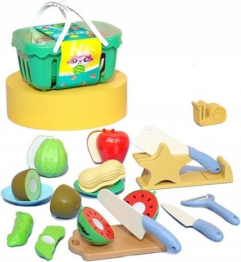 Set da taglio per bambini con verdure e cestino
