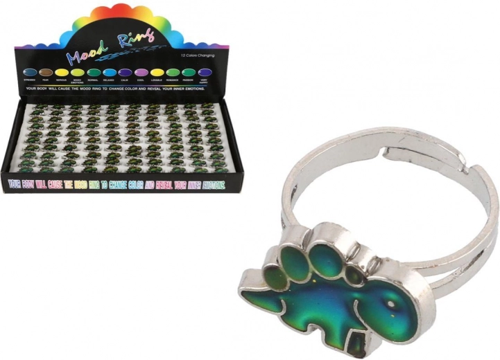 Anello regolabile con dinosauro che cambia colore in base alla temperatura – in metallo, 100 pz in box