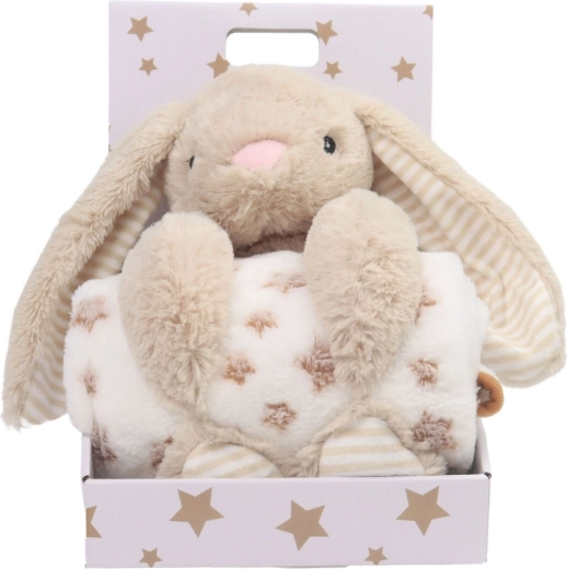 Coperta in pile Carlo baby con coniglietto di peluche Bunny beige - 1 pezzo